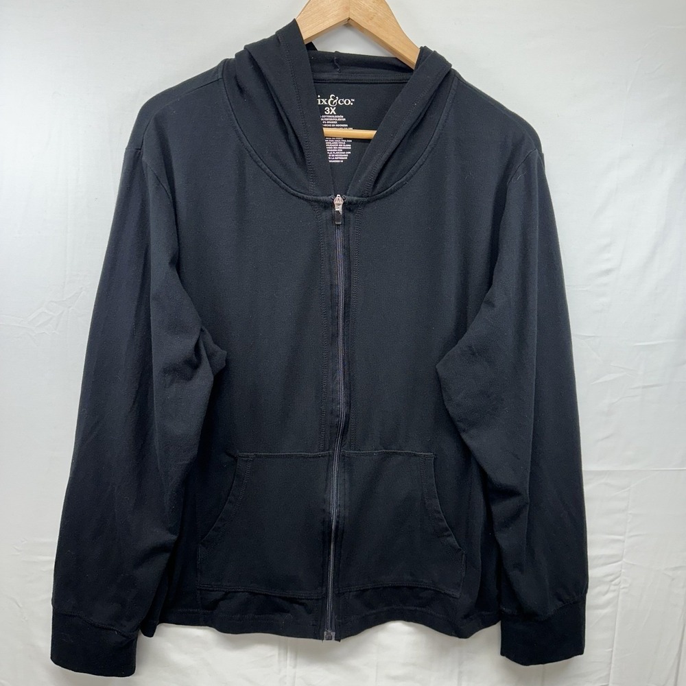 Mix &‎ Co Women's 3X Black Full Zip Hoodie Long Sleeve Casual Comfort